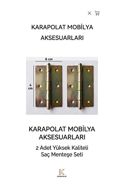KARAPOLAT Galvanizli Sac Yaprak Menteşe 4x6 cm 2 Adet | Kapı ve Dolap Menteşe...