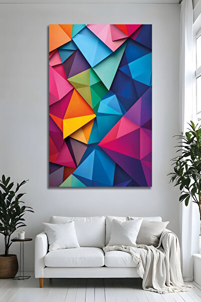 Parıltı Yayınları Pictură abstractă geometrică colorată pe sticlă, decorație ...