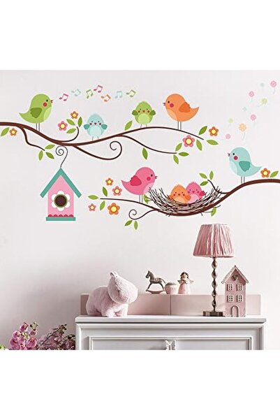 The Bros Robin Bird and Tree Branch Wall Stickers, Colorful Cute Cartoon Love...