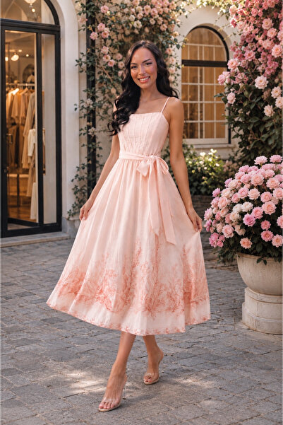 Mazelf Baby&Kids Wear Zmr Detailed Blush Garden Midi Dress