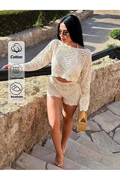 Jinx Wear Fashion Angelweave Tığ İşi Plaj Örtüsü Seti - Romantik Stil, Cilvel...