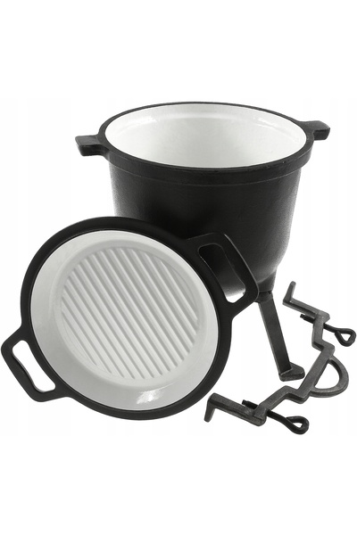 Rossner Vas de foc pentru camping 8, emailat, tip grill/tigaie