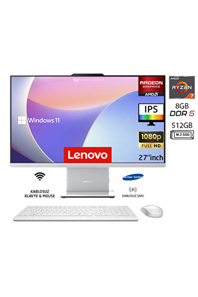 LENOVO Ideacentre 27ARR9 AIO Ryzen7 7735HS 8GB 512GB SSD Win11 Home 27" FHD A...