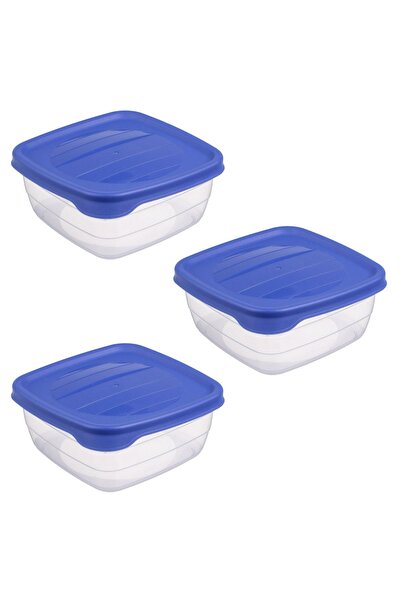 Z Store Set of 3 Transparent Food Storage Containers with Blue Lids, 500ml - ...