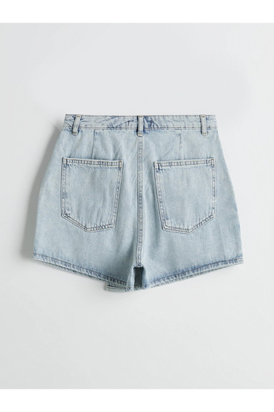 LC Waikiki Blue Slim Fit Women's Jean Shorts Skirt