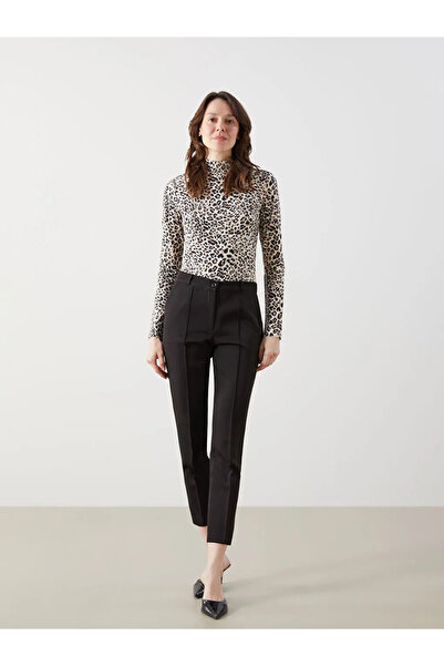 LC Waikiki Beige High Neck Leopard Print Women's Bodysuit