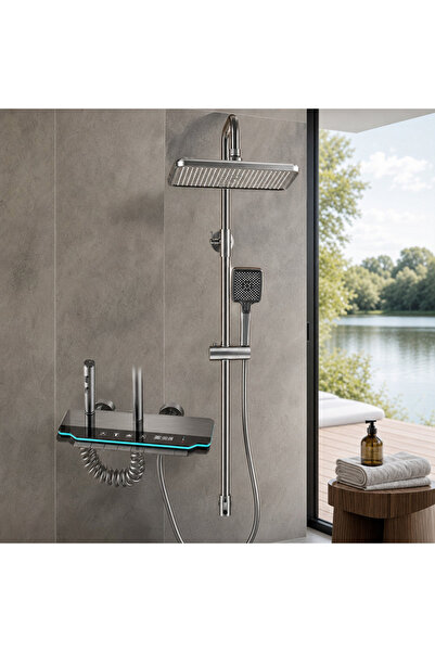 Vivendo Coloana Dus Crom Sistem Dus Complet cu Baterie Mixta Termostatica