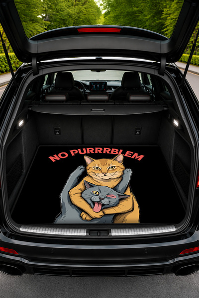 Dormot No Purrrblem Kedi Temalı Araba Bagaj Matı – Komik Dijital Baskılı Baga...
