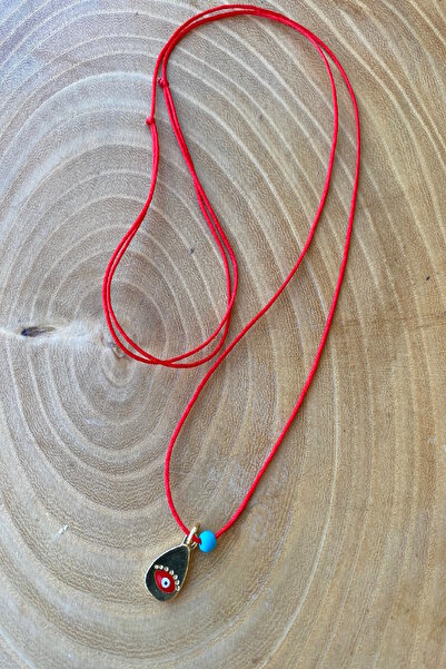 Shepidi Red Rope Adjustable Necklace with Eye Object Pendant