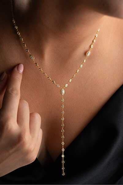 Silvano Jewelry 925 Ayar Gümüş Mekik Taşlı Suyolu Y Kolye