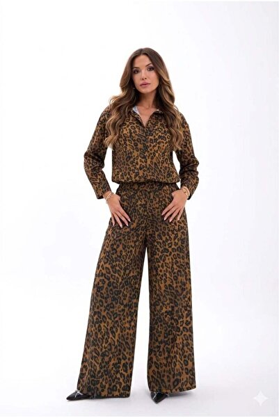 SUSEEMODA Saten İkili Takım Leopar