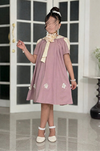 Jo Girl's Soft Dress in Light Raspberry Color-10 Years Old