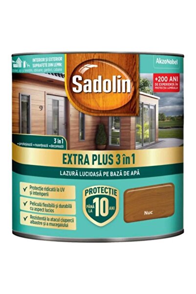 Sadolin Lac pentru lemn 3-în-1 pe bază de apă, lucios, 0.75L, Sadolin, Nuc / ...