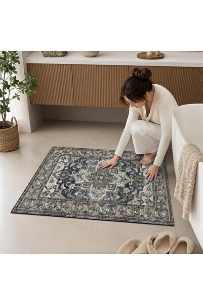 Generic 1 Rubber Non Slip Bath Rug Bathroom Kitchen Vintage Floral Washable A...