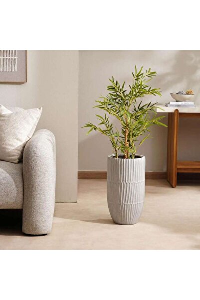 PAN HOME Darus Polyresin Planter Dia28x50cm - Off White
