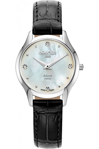 Roamer Ceas clasic negru de damă 547857 41 25 05 cu diamante
