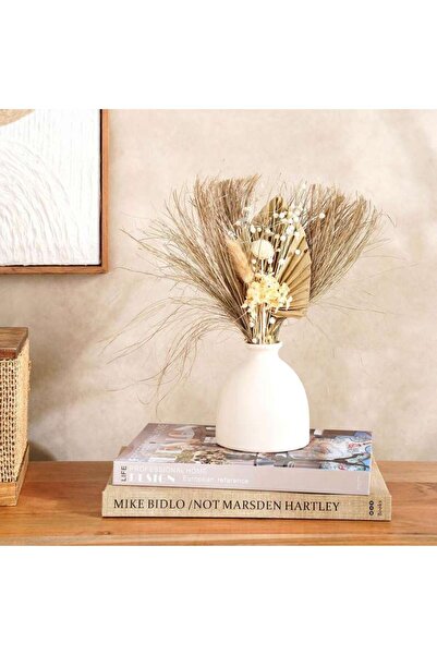 PAN HOME Serenade Dried Plants Decor In Ceramic Vase 10.8x10.8x30cm- Natural