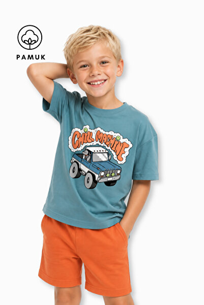 difa kids Truck Printed Casual Short Sleeve Summer Boy's T-Shirt