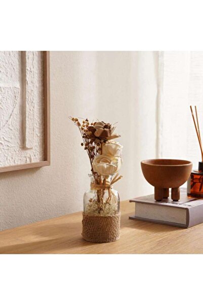 PAN HOME Nexun Flower Bouquet with Glass Jar - 7x13x25cm - Natural