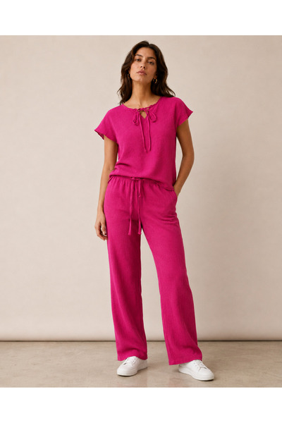 just wear zt Women's Loose Blouse and Straight-Leg Pants Set Casual Comfortab...