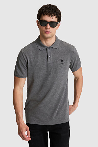 U.S. Polo Assn. Erkek Antrasit Melanj Regular Fit Polo Yaka Basic Tişört 5032...