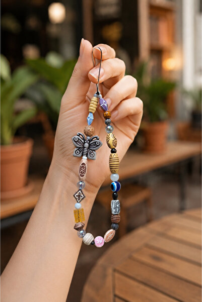 WhimsyWhite Bohemian Ethnic Moonstone Natural Stone Phone Strap, Handmade Pho...