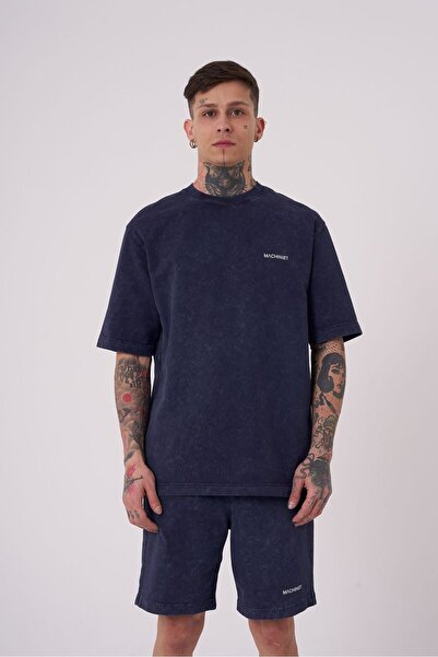 Machinist Tricou relaxat lavabil pentru bărbați, albastru noapte
