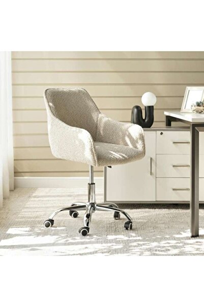 PAN HOME Cara Office Medium Back Chair Fabric - Grey & Chrome