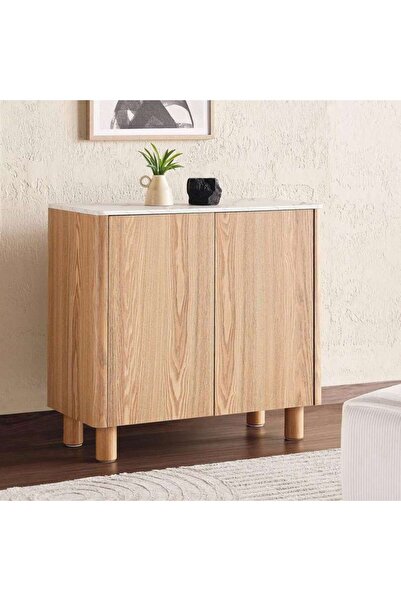PAN HOME Gwetto Shoe Rack 8 Pairs With 2 Door Veneer - Natural