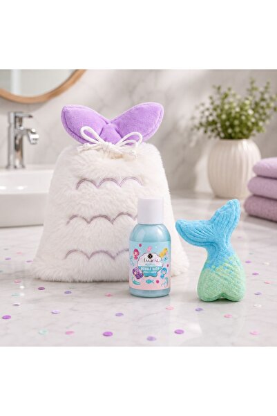 ACCENTRA Set de baie pentru copii SIRENA MAGICĂ într-o geantă cosmetică de pl...