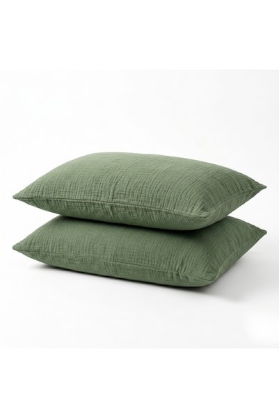 Cyc Atelier 100% Cotton Muslin Pillowcase 50X70 cm Set of 2 |   Breathable Soft Natural Textured Pillowcase