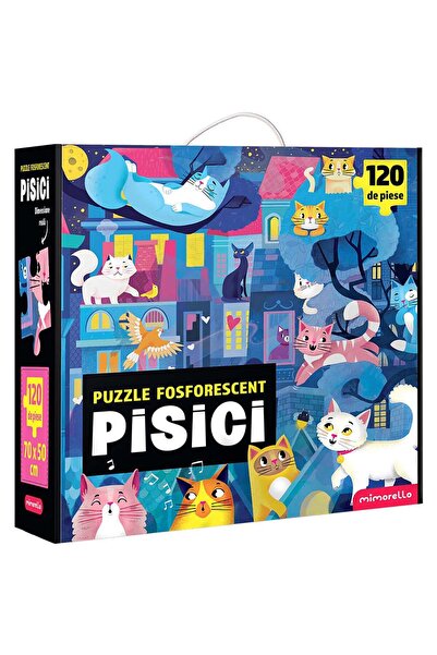 Mimorello Puzzle fosforescent, Mimorello, Pisici, 120 piese