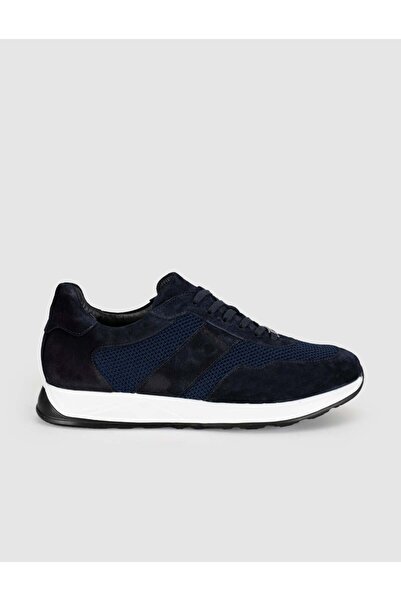 Cabani Genuine Calf Leather Navy Blue Men's Casual Sneaker