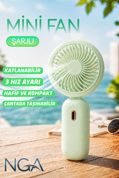 NGA Şarjlı El ve Masa Fanı Taşınılabilir - Mini Vantilatör Soğutucu