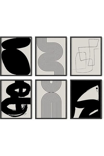 ESSESORIES Black Abstract 6 Modern Abstract Black Gray Aesthetic Poster Wall ...