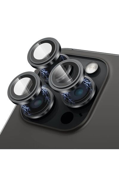 Lito S+ Προστατευτικό Γυαλί Κάμερας - iPhone 15 Pro / iPhone 15 Pro Max - Μαύ...
