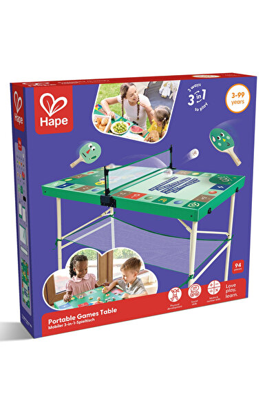 Hape Jucarie - Masa portabila 3-in-1 pentru jocuri varsta 3 ani+,6 ani+,8 ani+