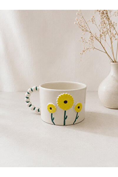lotus seramik Handmade Ceramic Mug Sunflower Design Mug