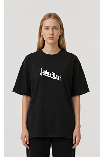 OPPPSSS Judas Priest Oversize Black T-Shirt with Front and Back Print Unisex ...