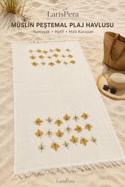 Larispera Muslin peštemal peškir za plažu 90x180 cm, pamuk, brzo sušeći, sa r...