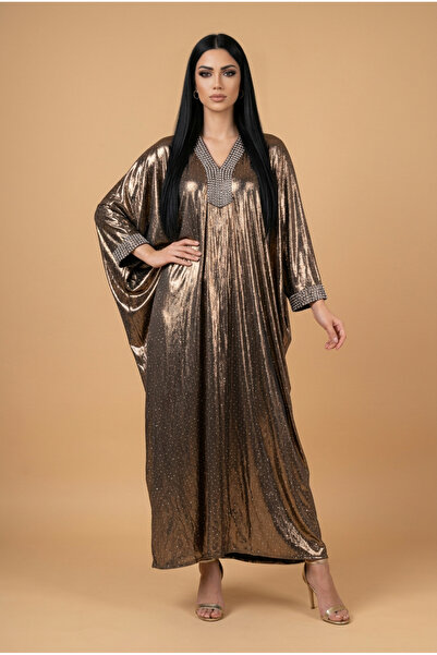 DAR ALSALAAM Kuwaiti Jalabiya Shiny Gold Embellished