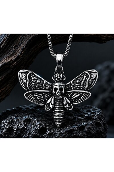 voyageaccessory Paslanmaz Çelik Gotik Stil Kurukafa Detaylı Acherontia Laches...