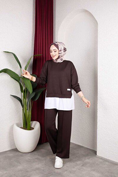 Weak Blue Women's Two-Piece Set Oversize Sweatshirt Wide-Leg Pants Casual Sty...