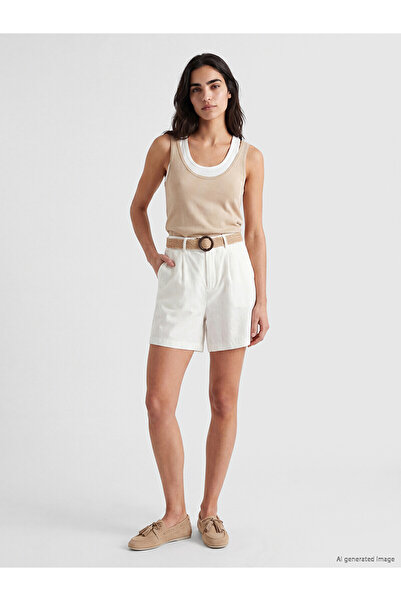 LC Waikiki Vizyon New Season Regular Fit Belted Women's Pleated Shorts