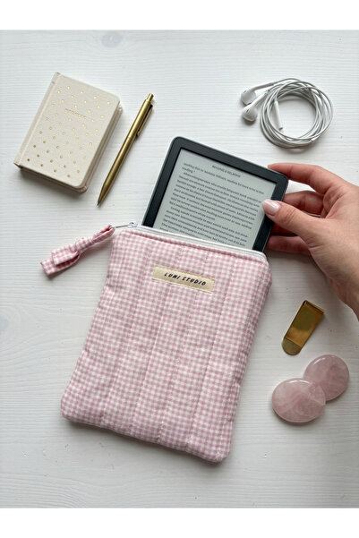 lumi Studio Pembe Pitikare Kindle Kılıfı -E-Kitap Okuyucu Çantası- Elyaf Dolg...