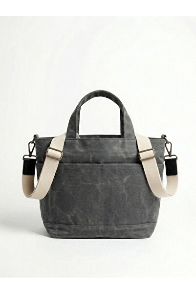 Genel Markalar 7252 S MİLA BAG SU İTİCİ MUMLU KANVAS KÜÇÜK BOY ÇOK CEPLİ EL v...