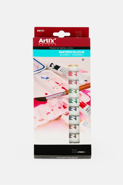 Main Paper 12 Pcs Artix Watercolor Paint Set 12ml, Multicolor