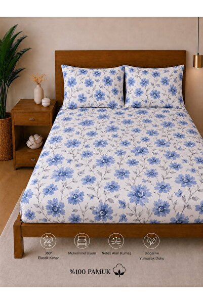 Sheri Home Lastikli Çarşaf Seti %100 Pamuk Yumuşak Dokulu-Kaymaz Tam Geçmeli Fitted Sheet –Premium Pamuk 120x200/ 180x200 / 200x200
