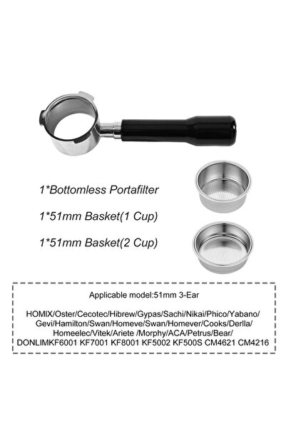 Choice1 Donlim51MM-Black Coffee Bottomless Portafilter 51mm For Homix H11 Ost...