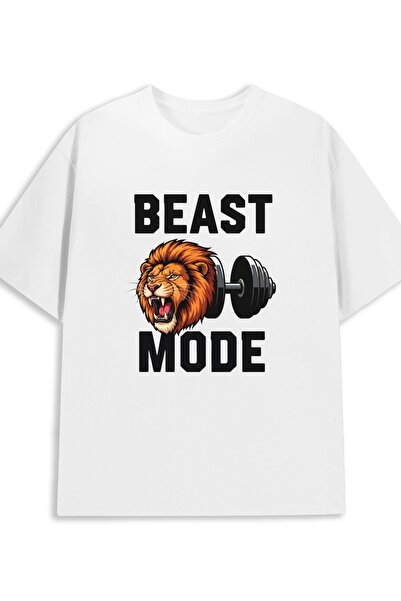 LİNA06 تي شيرت رجالي بتصميم Beast Mode، 180 جرام، 100% قطن ناعم، ياقة مستديرة...